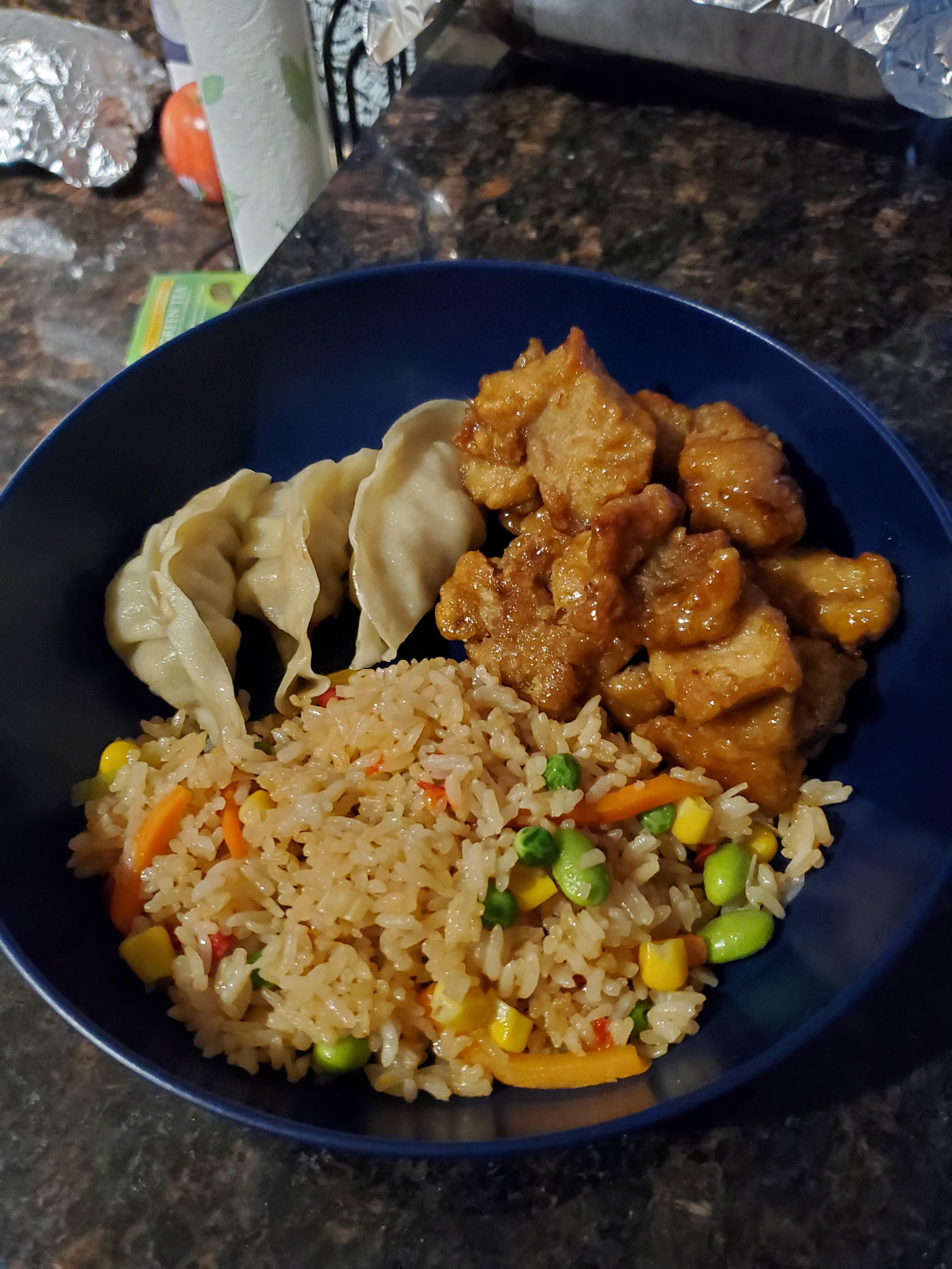 Orange chicken, potstickers, and veggie fried rice all courtesy of my ...