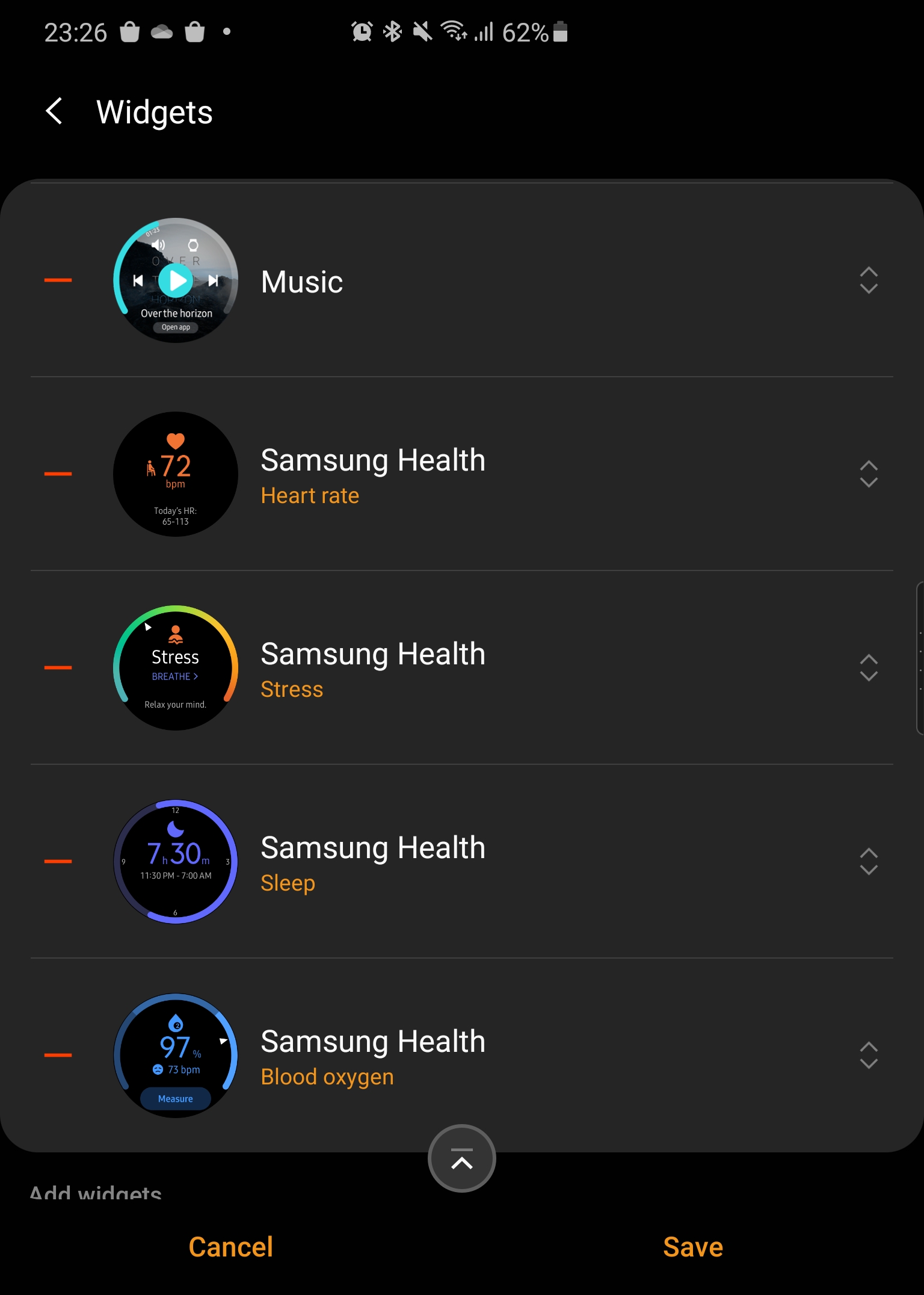 Oxygen widget appear on Galaxy Wearable app but unable to save it to