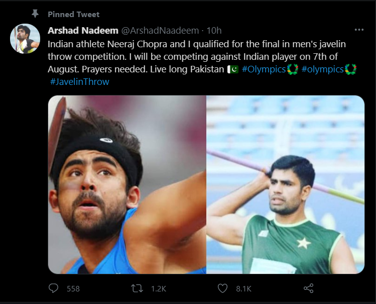Pakistani javelin throw athlete attaches picture of Shivpal Singh