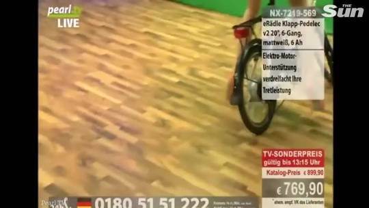 PEARL TV's Jana Hartmann flashes everything after 'falling' off her bike
