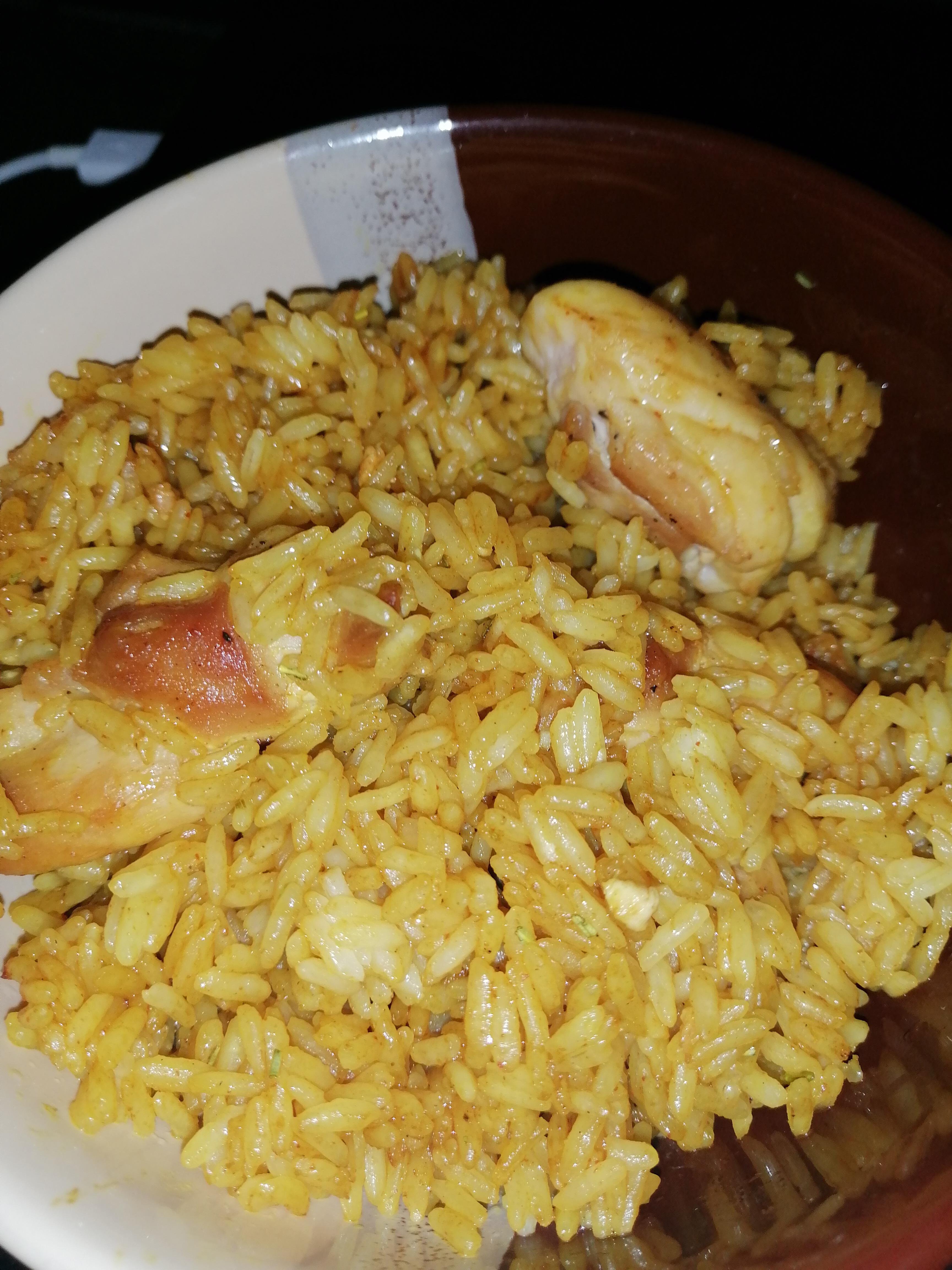 plain packet rice, with chicken breast and some mainly soy sauce, garam ...