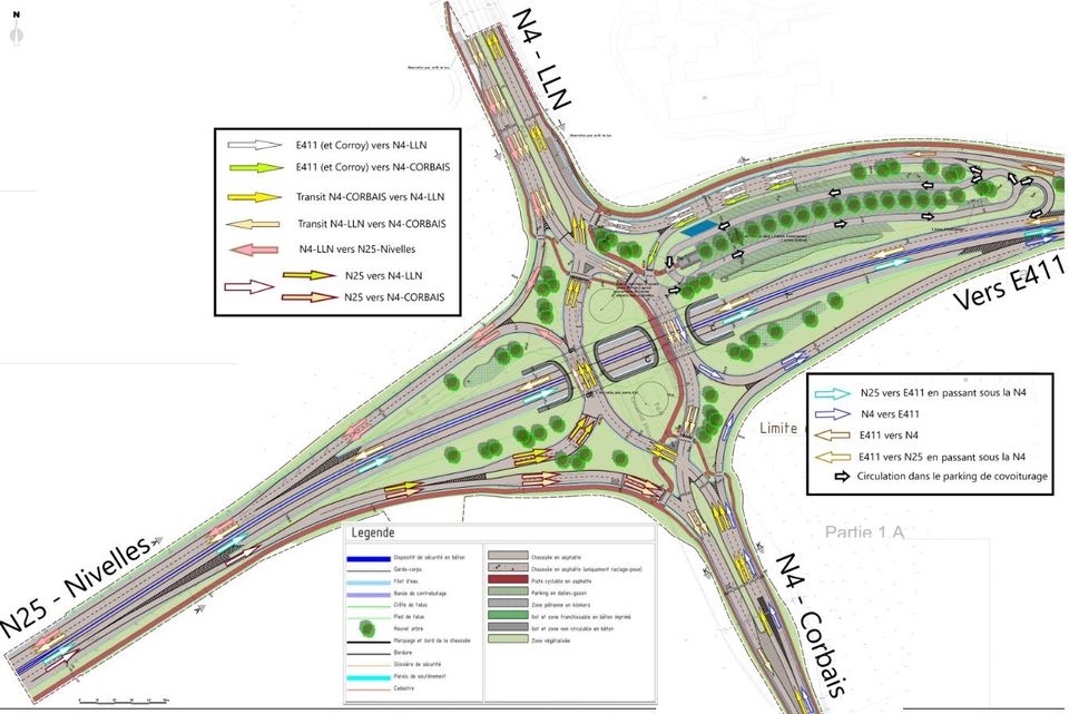 Planned Diverging Diamond Interchange on the N4 and N25 in Louvain La ...