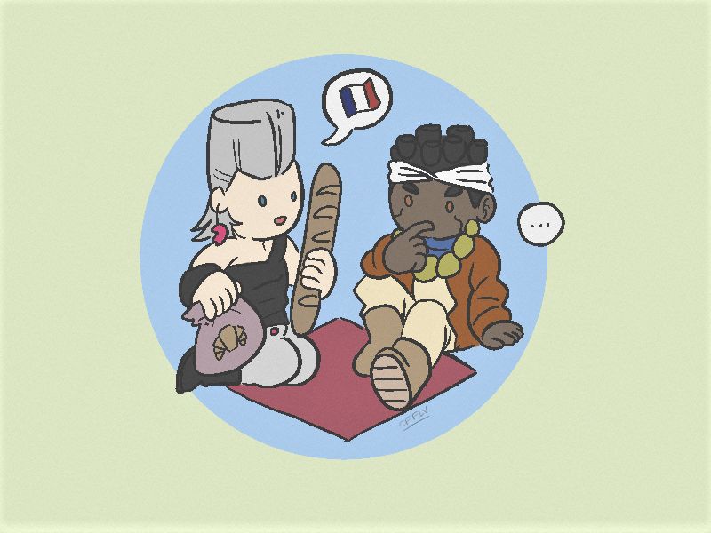 Polnareff and Avdol having a picnic date