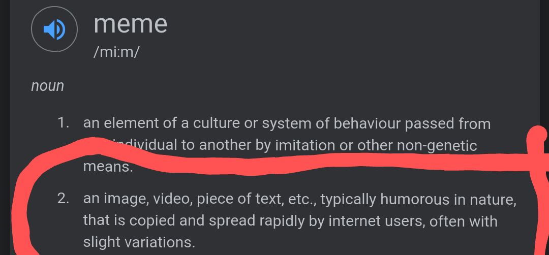 posting definition of meme until people post only memes | Scrolller