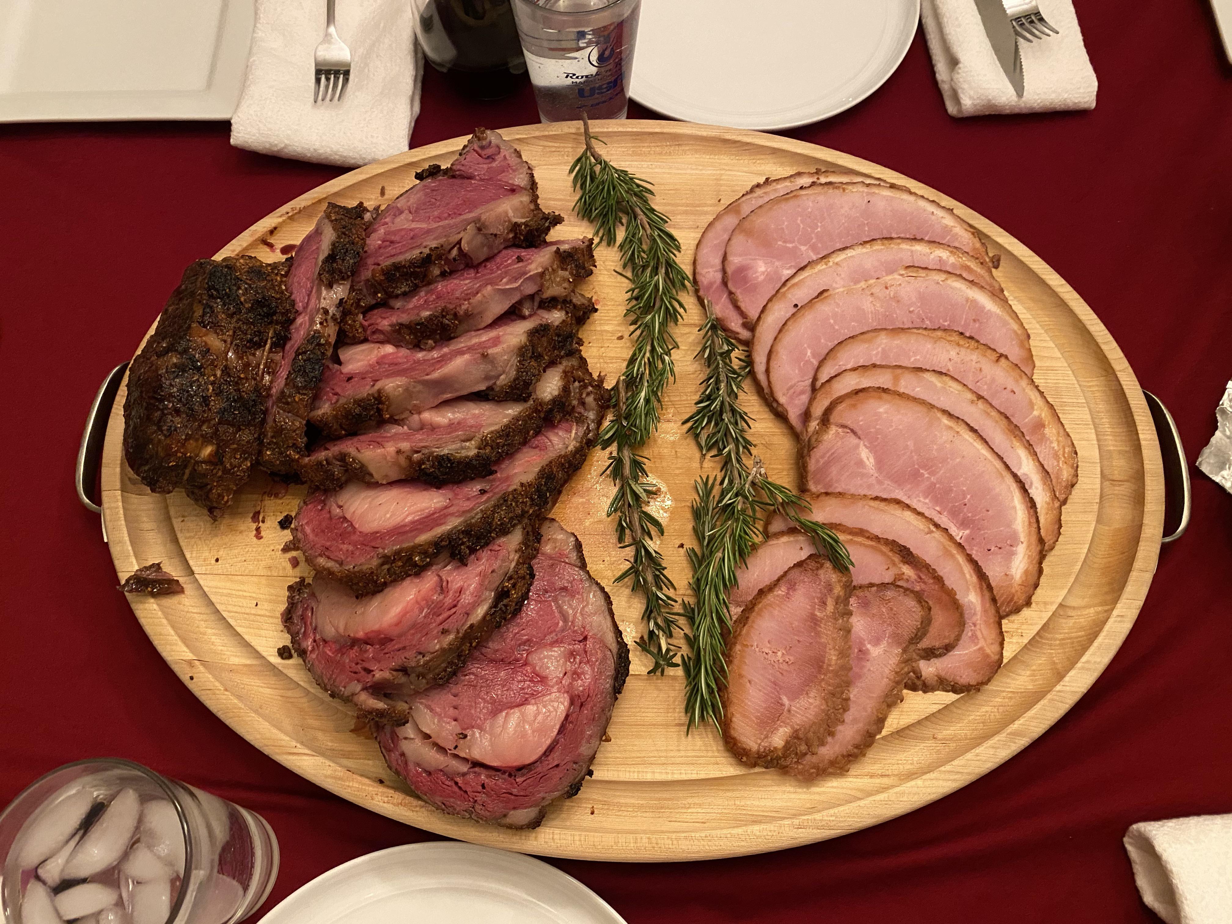 Prime Rib, 6 lbs at 137F for 7 hrs, finished in the oven at 500F for 8