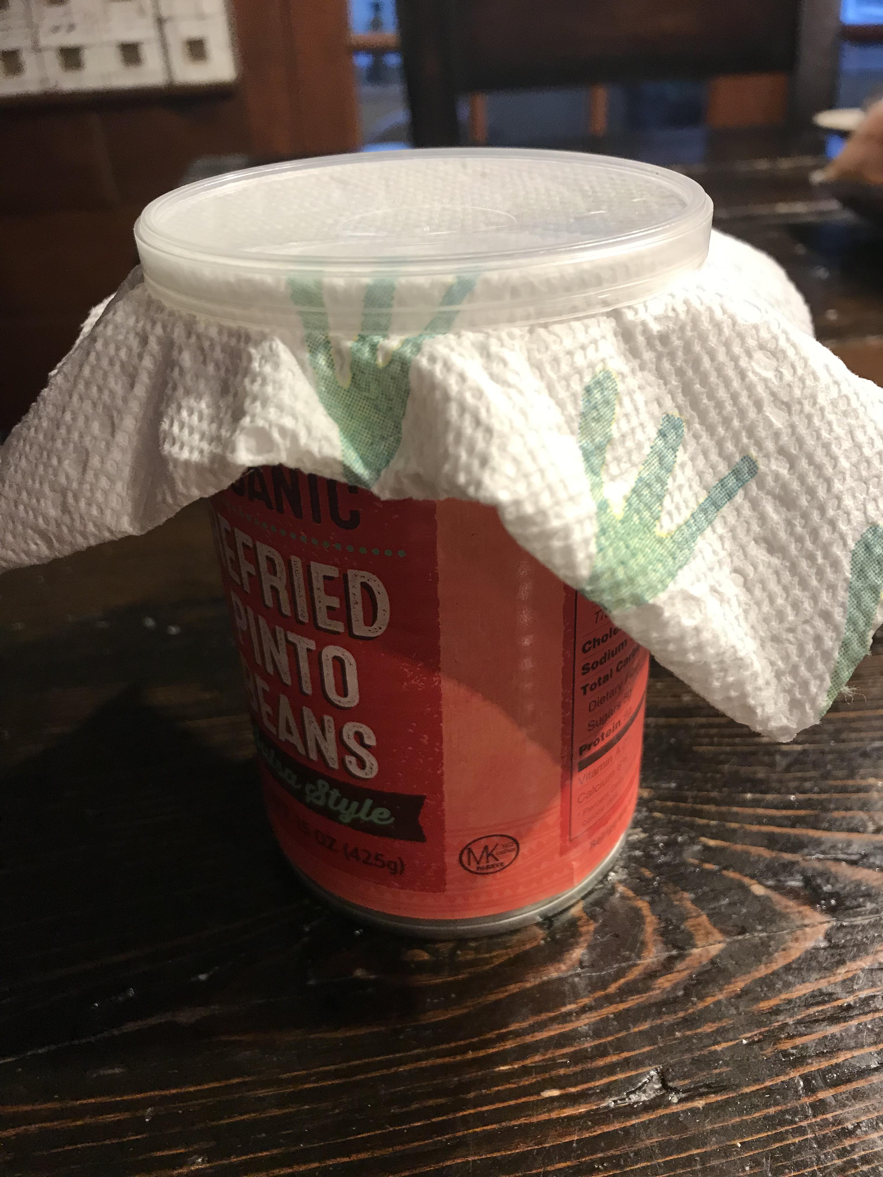 Pringles lid + paper towel makes the perfect tin can lid. | Scrolller