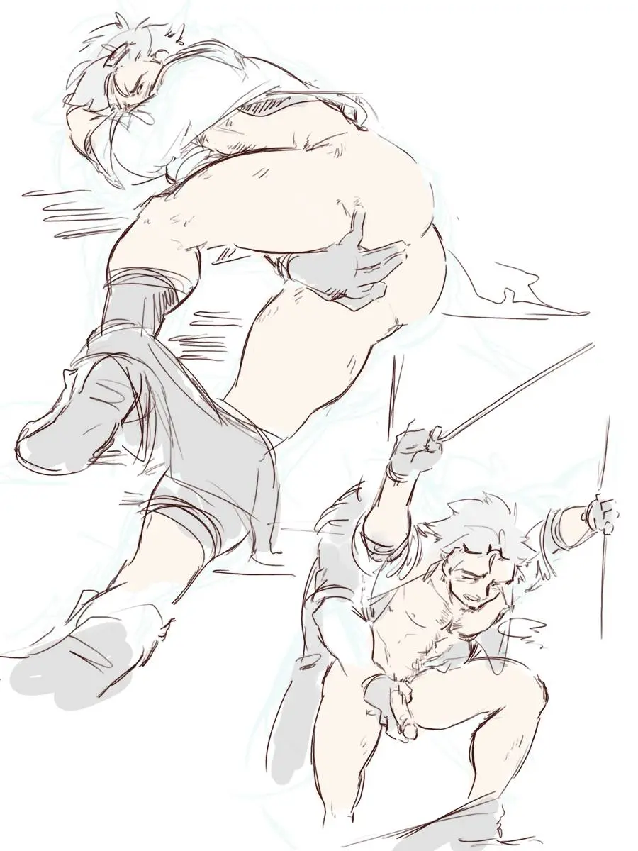 Professor Willow from Pokemon GO in gay hentai fan art featuring muscular build and penis piercings