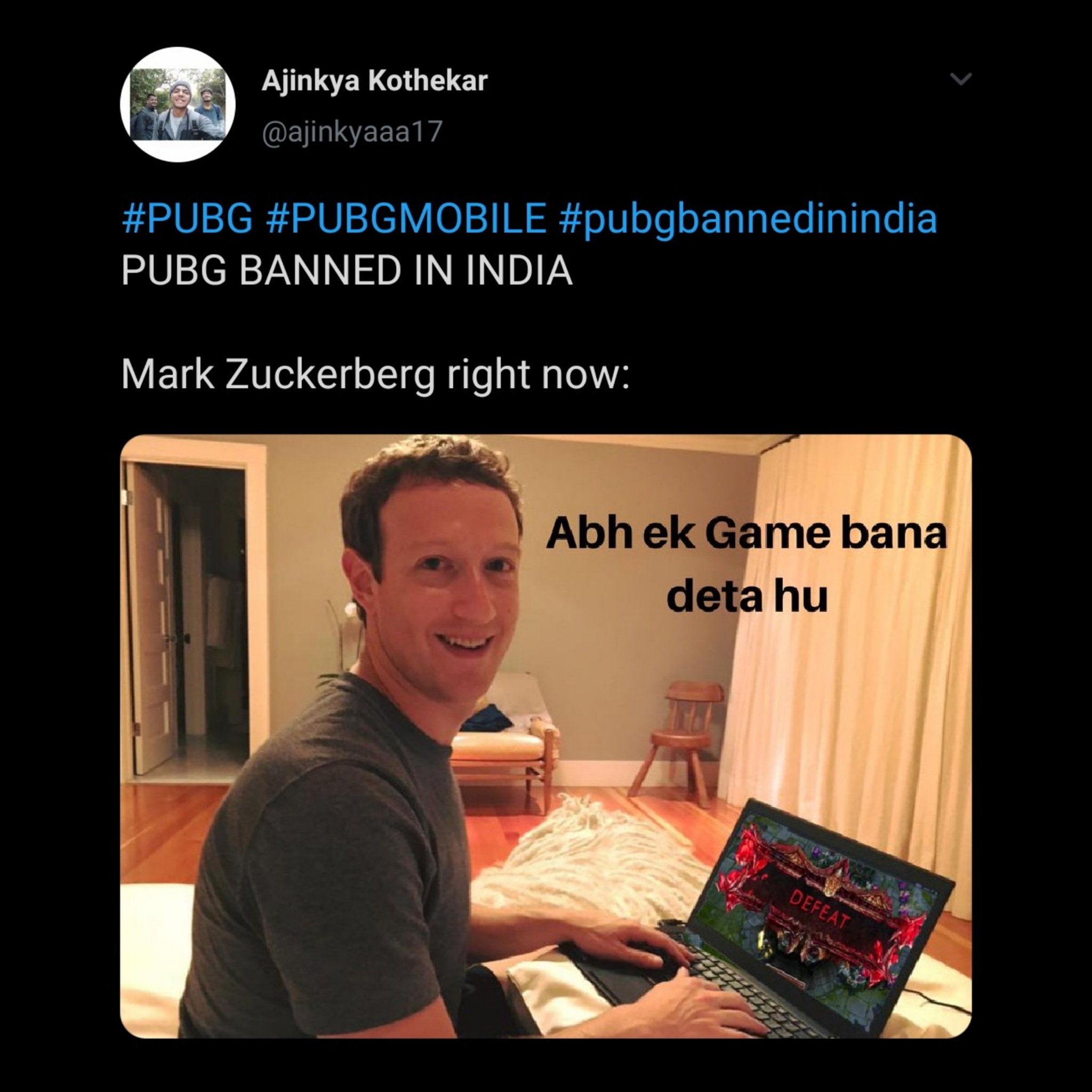 PUBG BANNED IN INDIA, MARK ZUCKERBERG right now | Scrolller