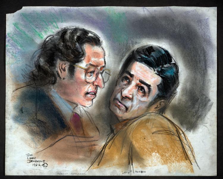 Lefty Ruggerio Real Rare courtroom sketch of Lefty Ruggiero and his attorney Robert ...