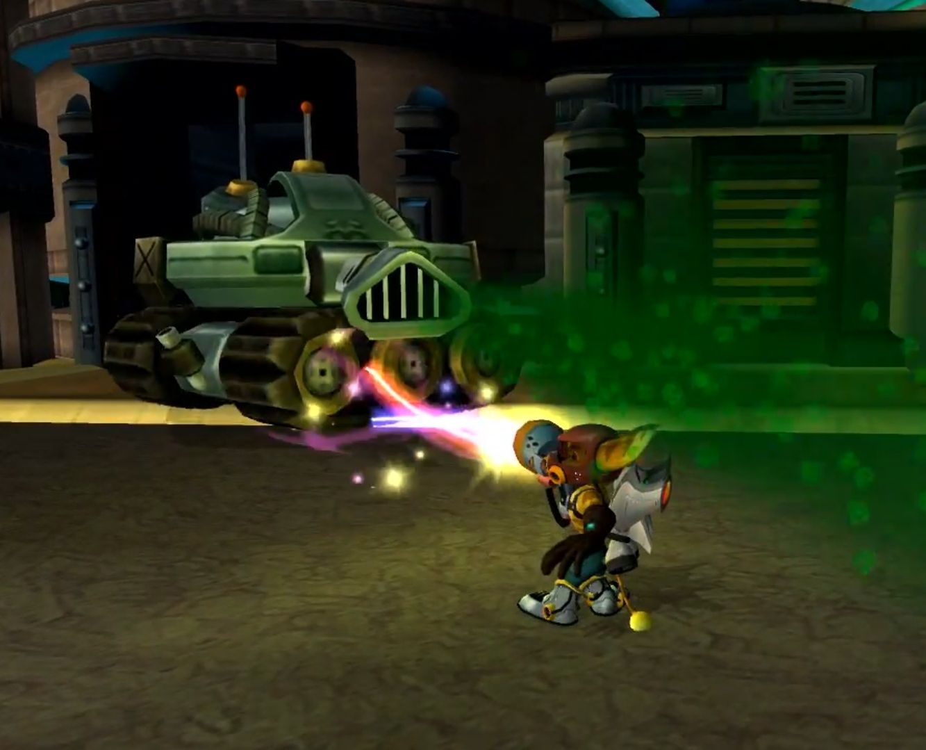 [Ratchet & Clank] The O2 mask protects Ratchet from the poison gas shot ...