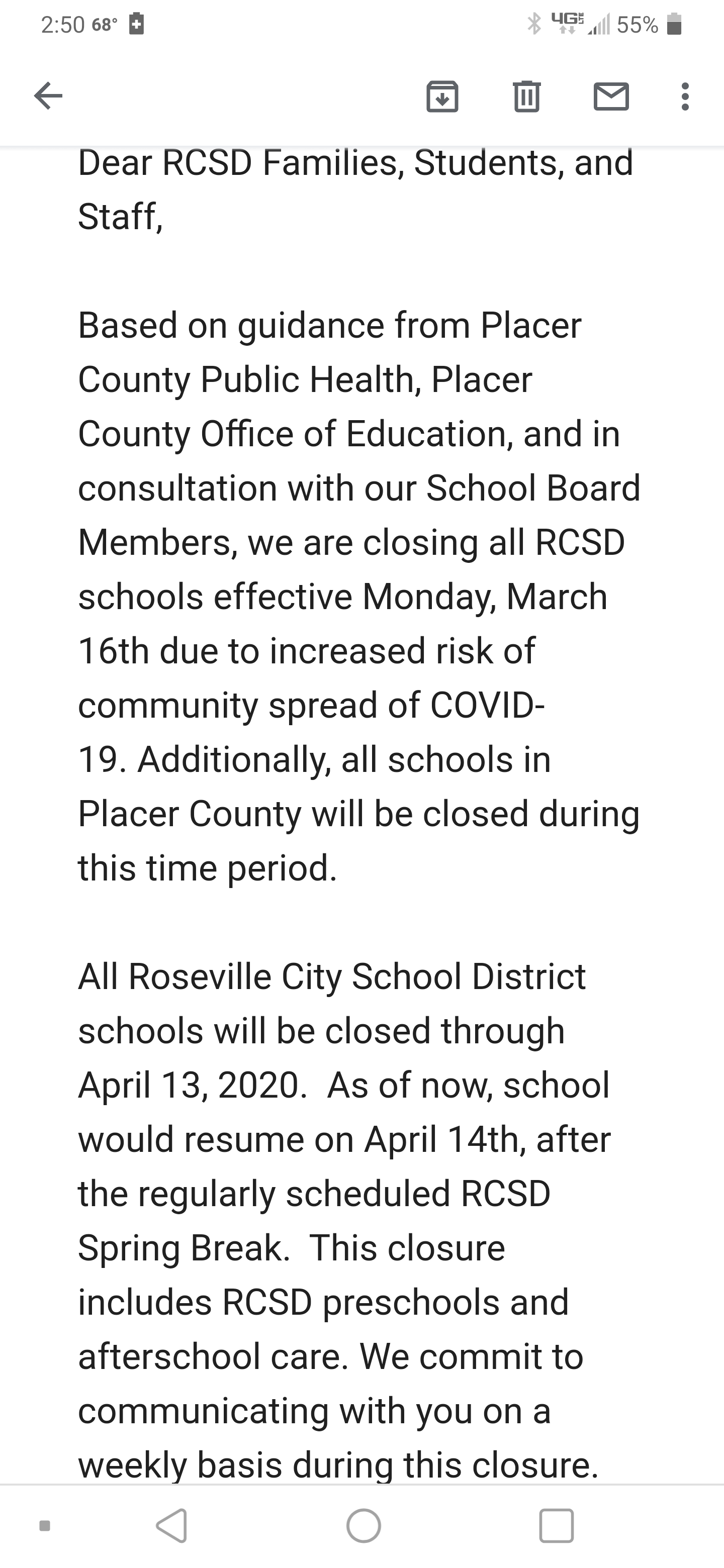 RCSD Schools closed until 4/12/20 Scrolller