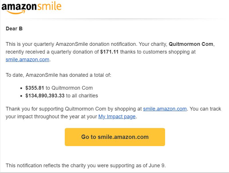 Remember kids you can setup Amazon to donate directly to a charity of