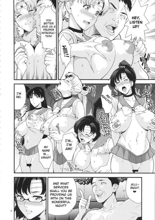 Sailor Moon hentai doujinshi by JACK-POT featuring busty women in sailor outfits in a brothel