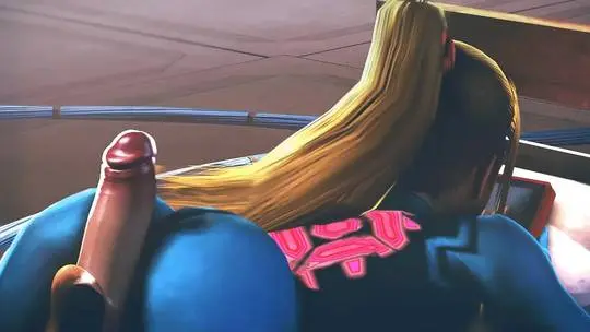 Samus Aran from Metroid in anime fan art, featuring her blonde ponytail, Zero Suit, and nude poses.