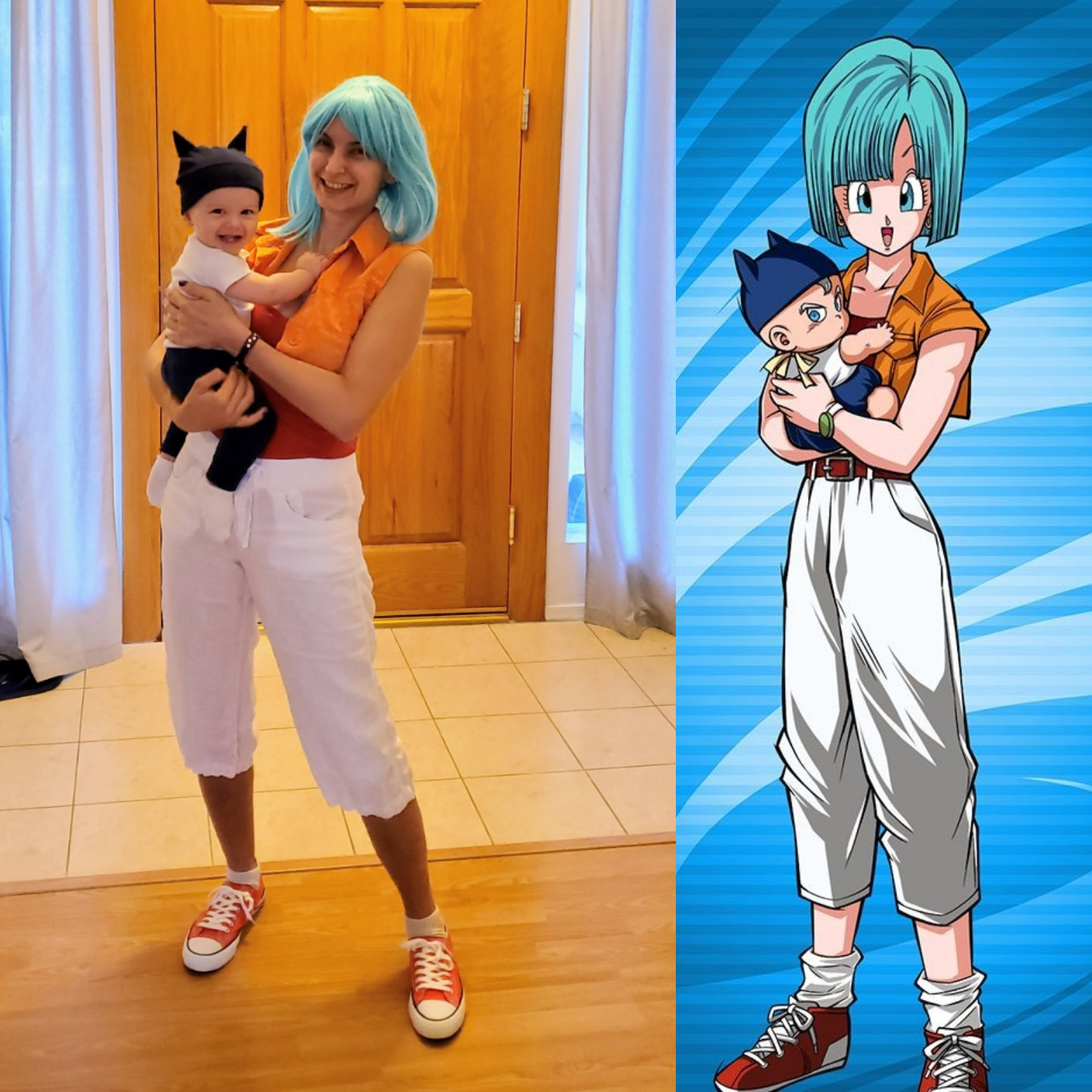 [self] Me and my son as Bulma and baby Trunks from DBZ. Scrolller