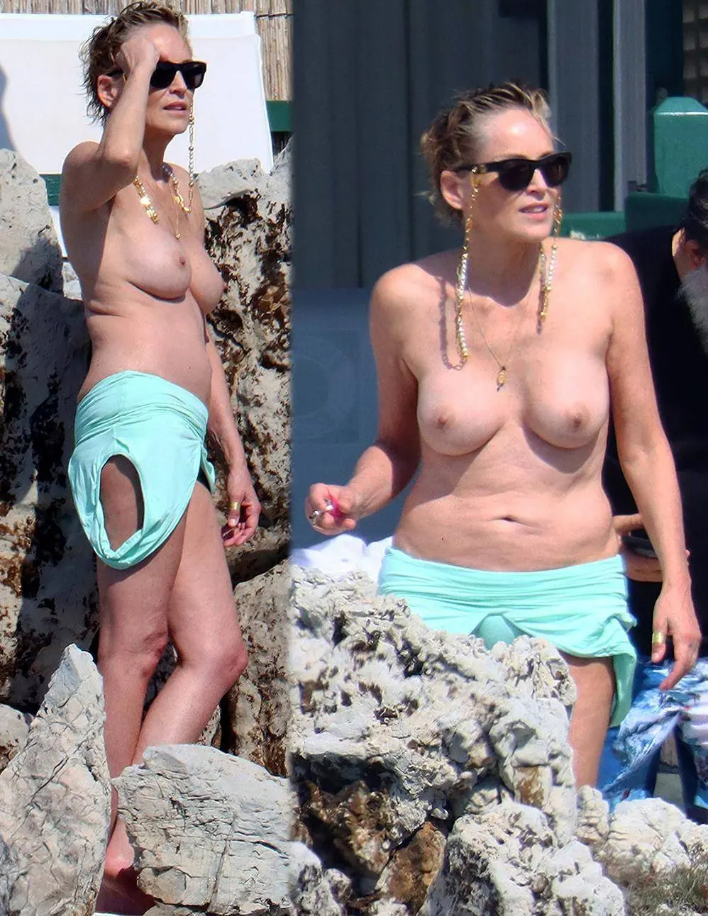 <b>Sharon</b> <b>Stone</b> Topless at the Beach.