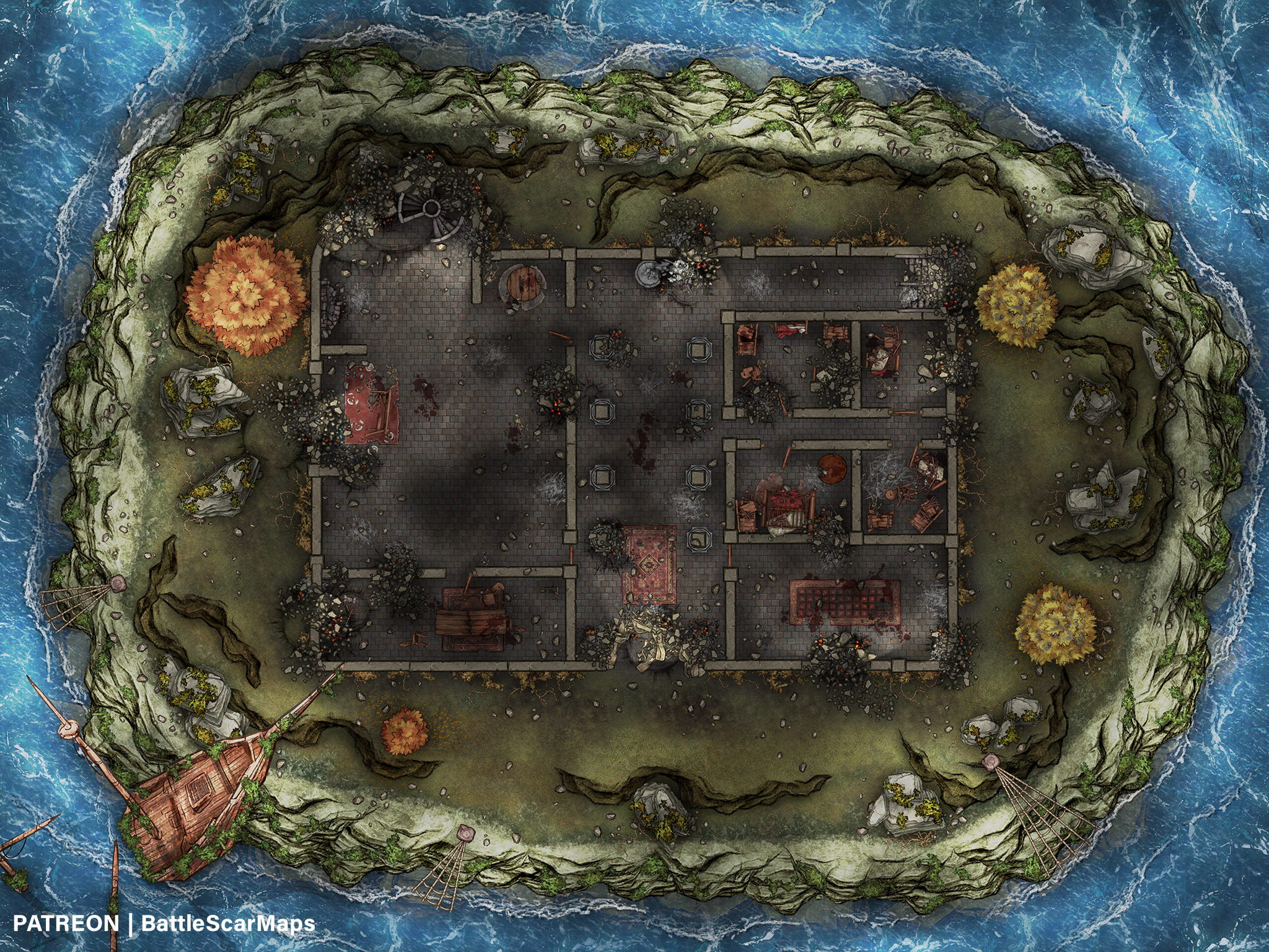 Sieged Base [Battle Map][32x24][Art] | Scrolller