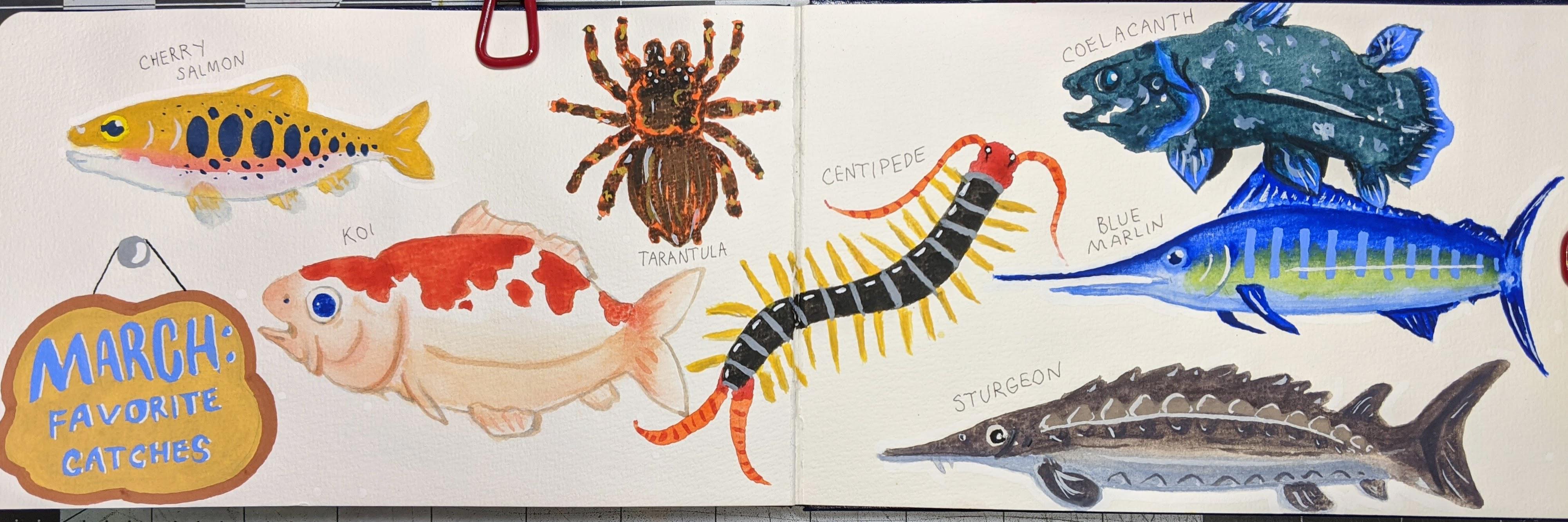 Some AC Fish and Bugs in Gouache! | Scrolller