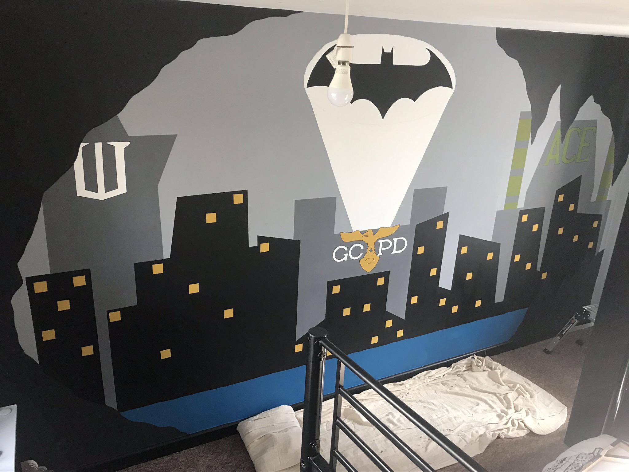 Son wanted a Bat Cave bedroom, finally got round to making a start on ...