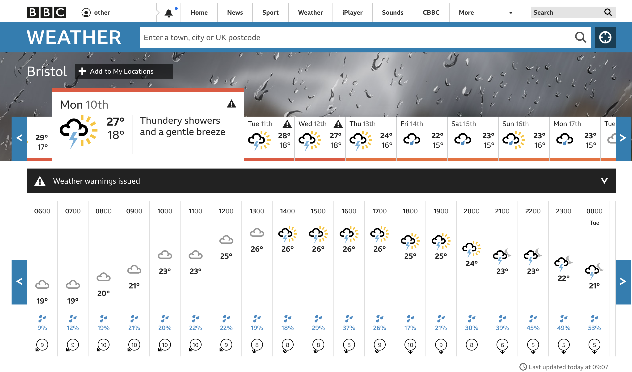 Stranded time travellers take note - Lightning is predicted in Bristol ...