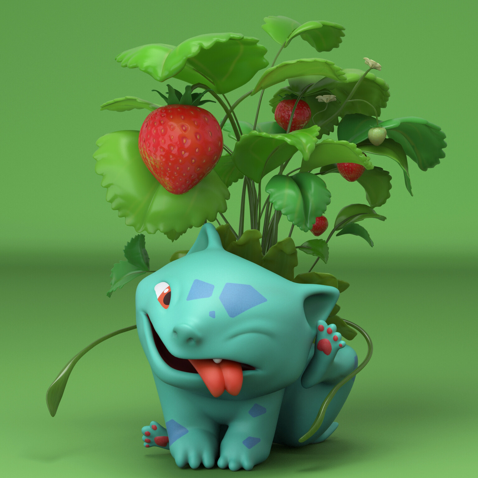 Strawberry Bulbasaur by Erica Liu | Scrolller