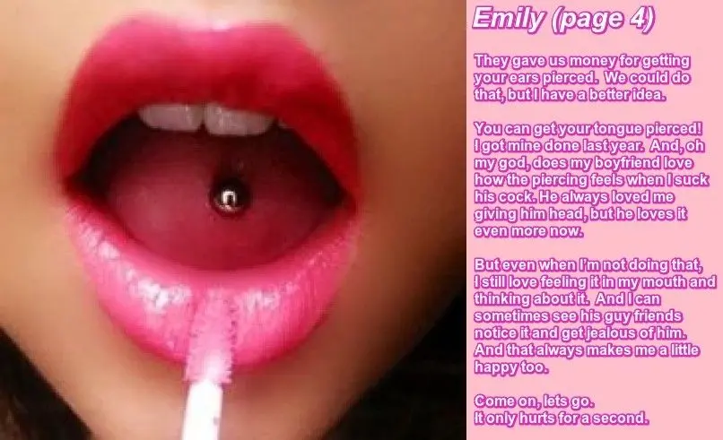 Faith, Emily, and Hannah in the Student X-Change Program featuring lingerie, a white dress, and a tongue piercing