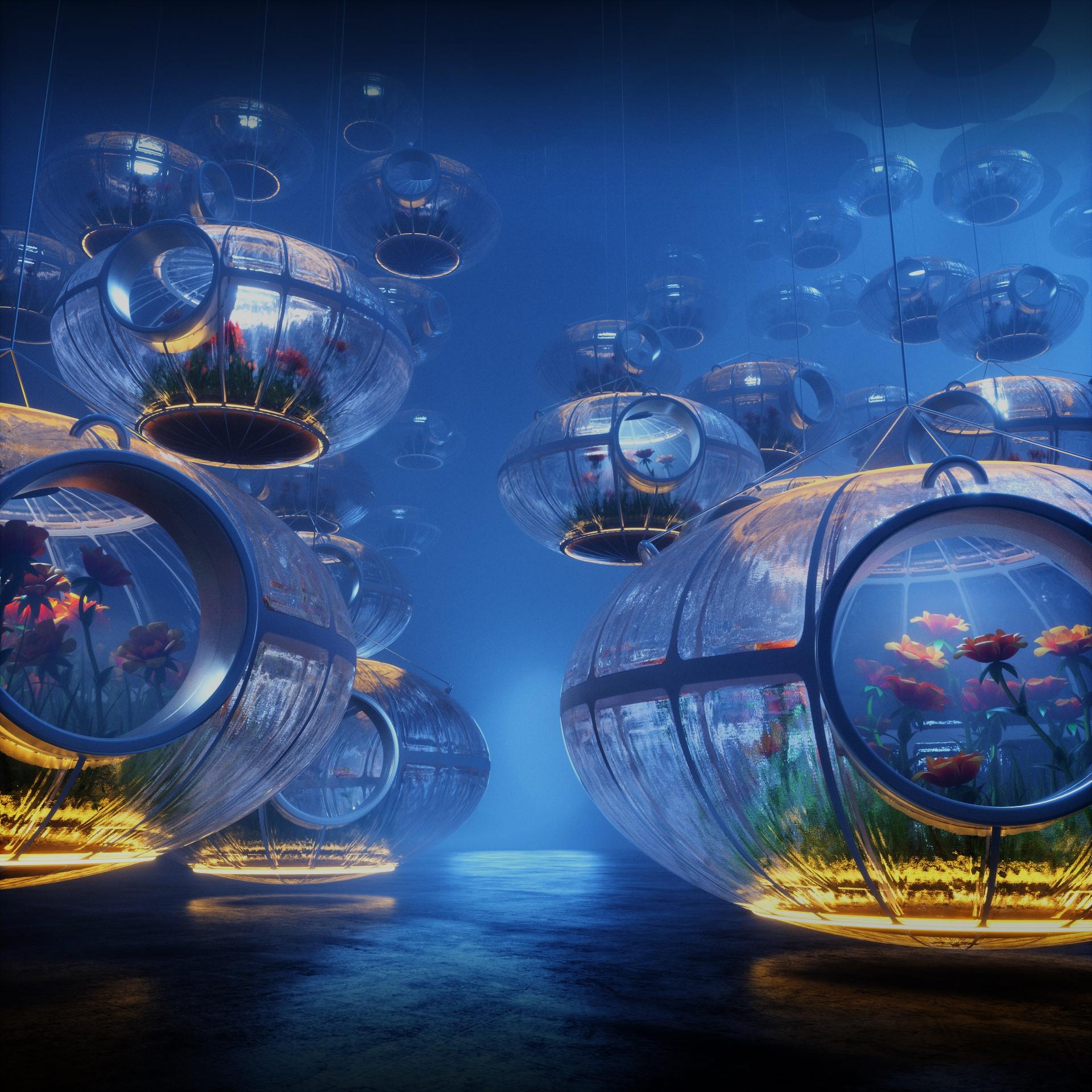 Suspended Alien Storage Pods, Octanes lighting engine is incredible ...