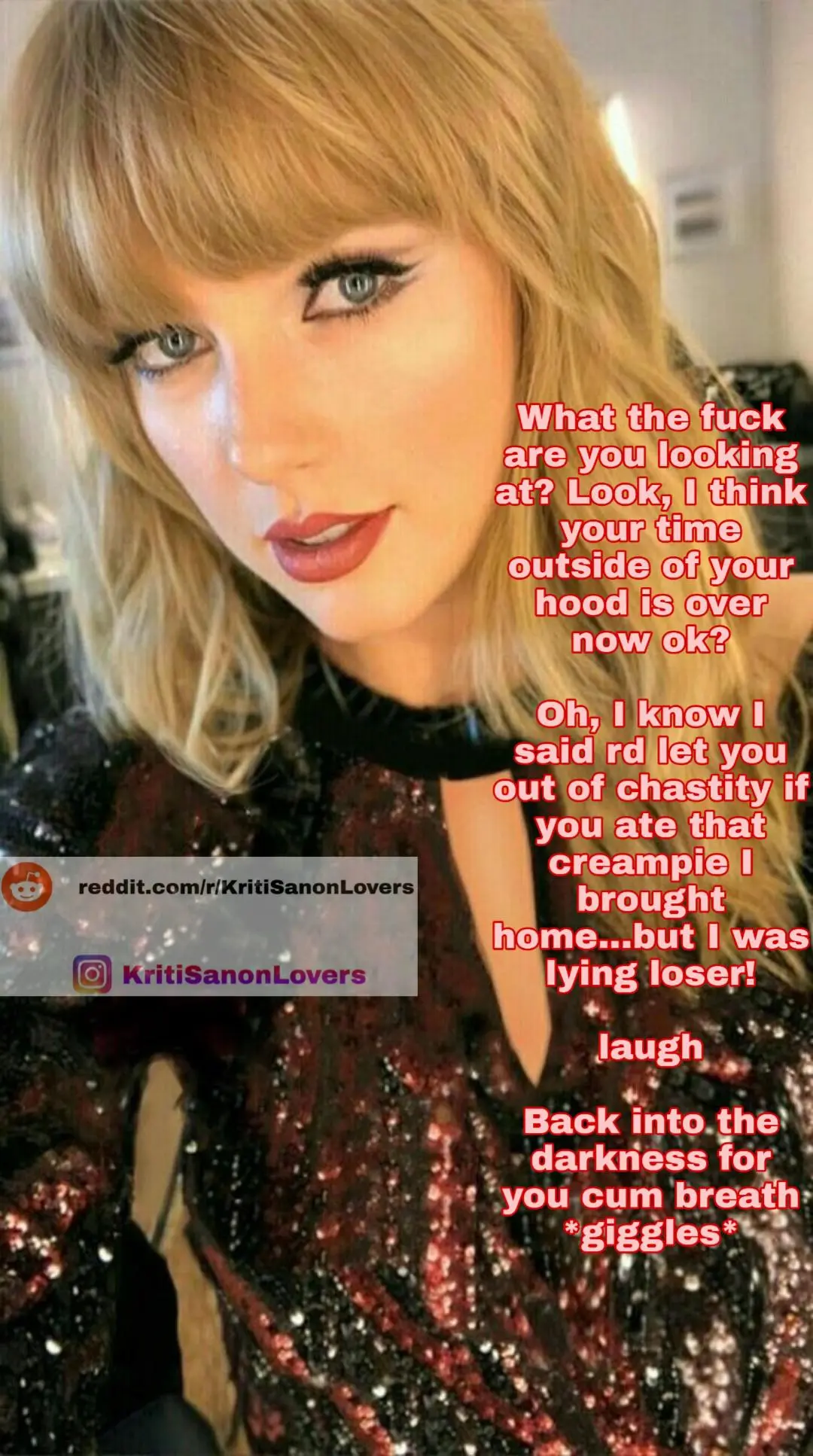 Taylor Swift Femdom Chastity Caption