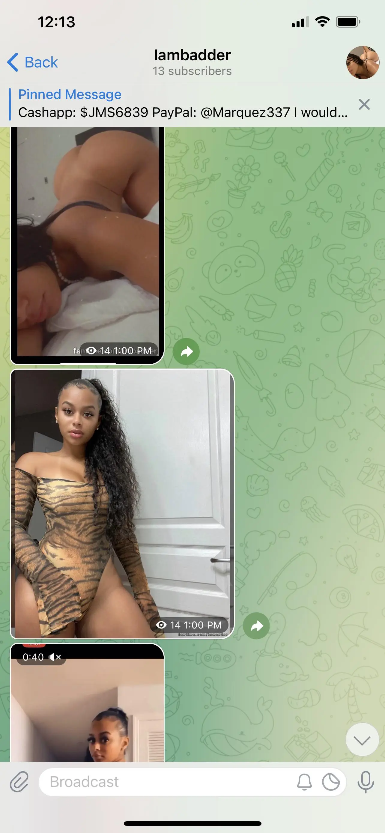 Telegram is up with her new $100 video. Message me if you would like to join. Beware it is not free.