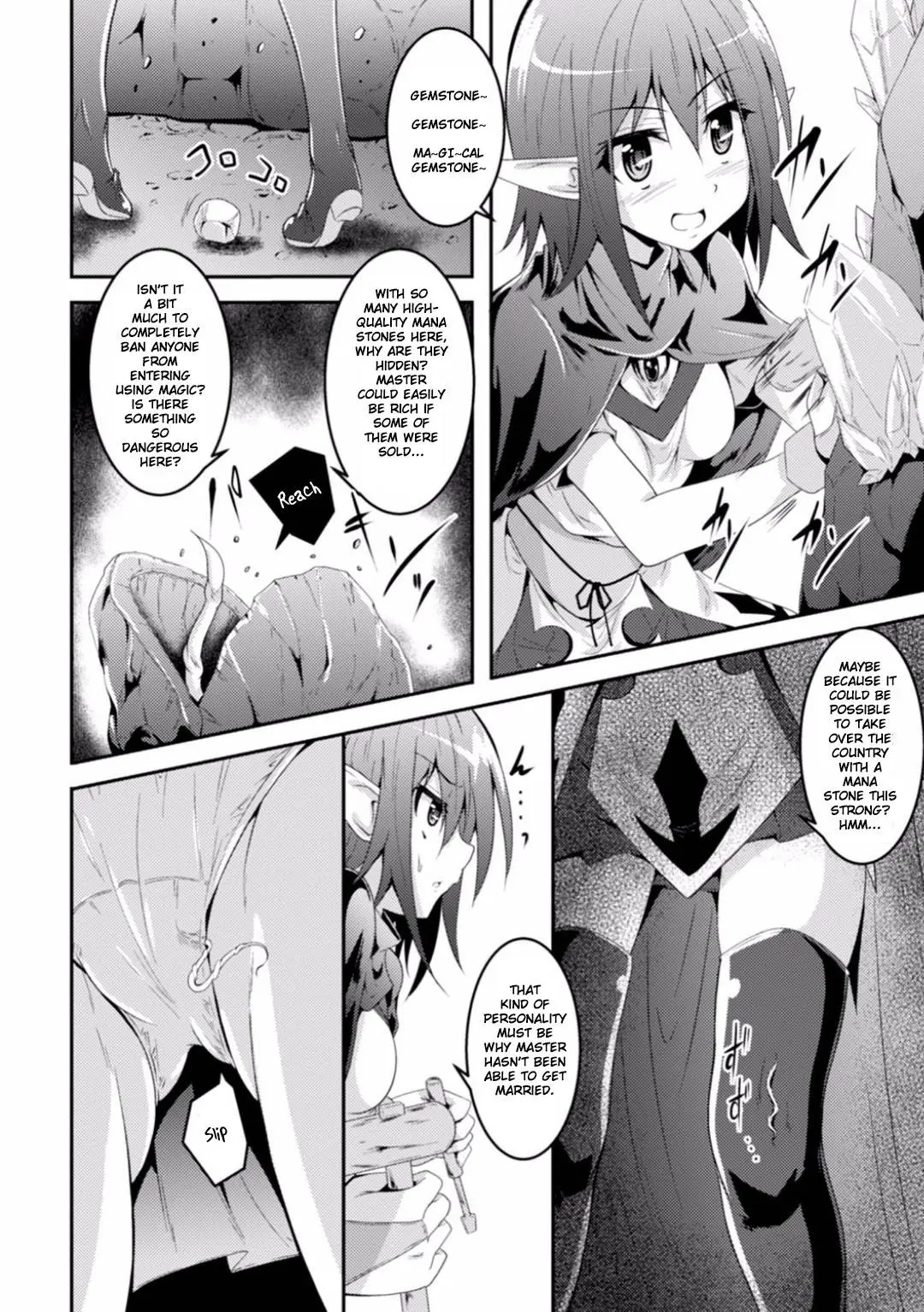 Sasha the Elf being dominated by parasitic tentacles in a fantasy dungeon by Fumihiro