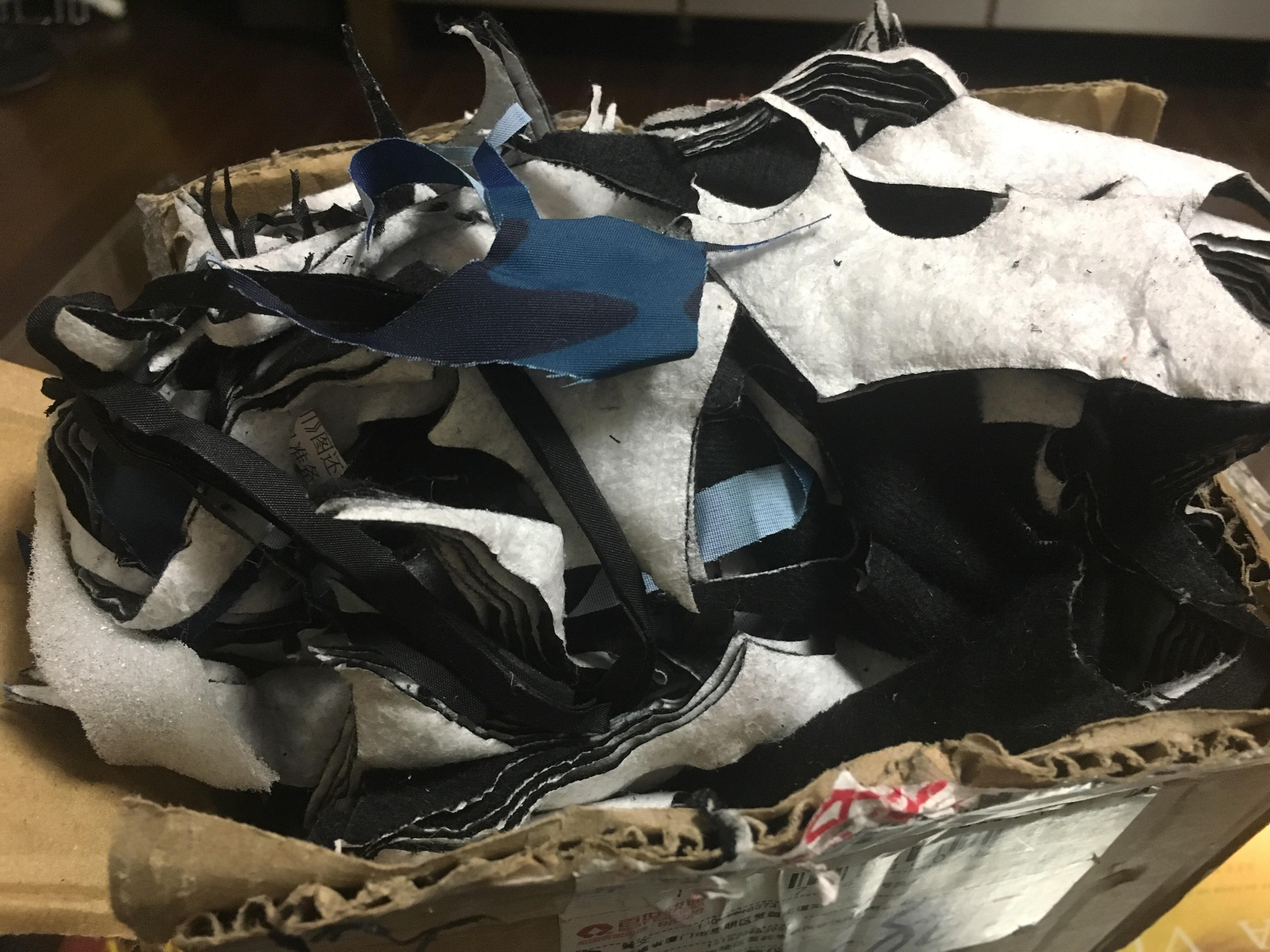 Textile clipping waste as packaging materials. Better than styrofoam or