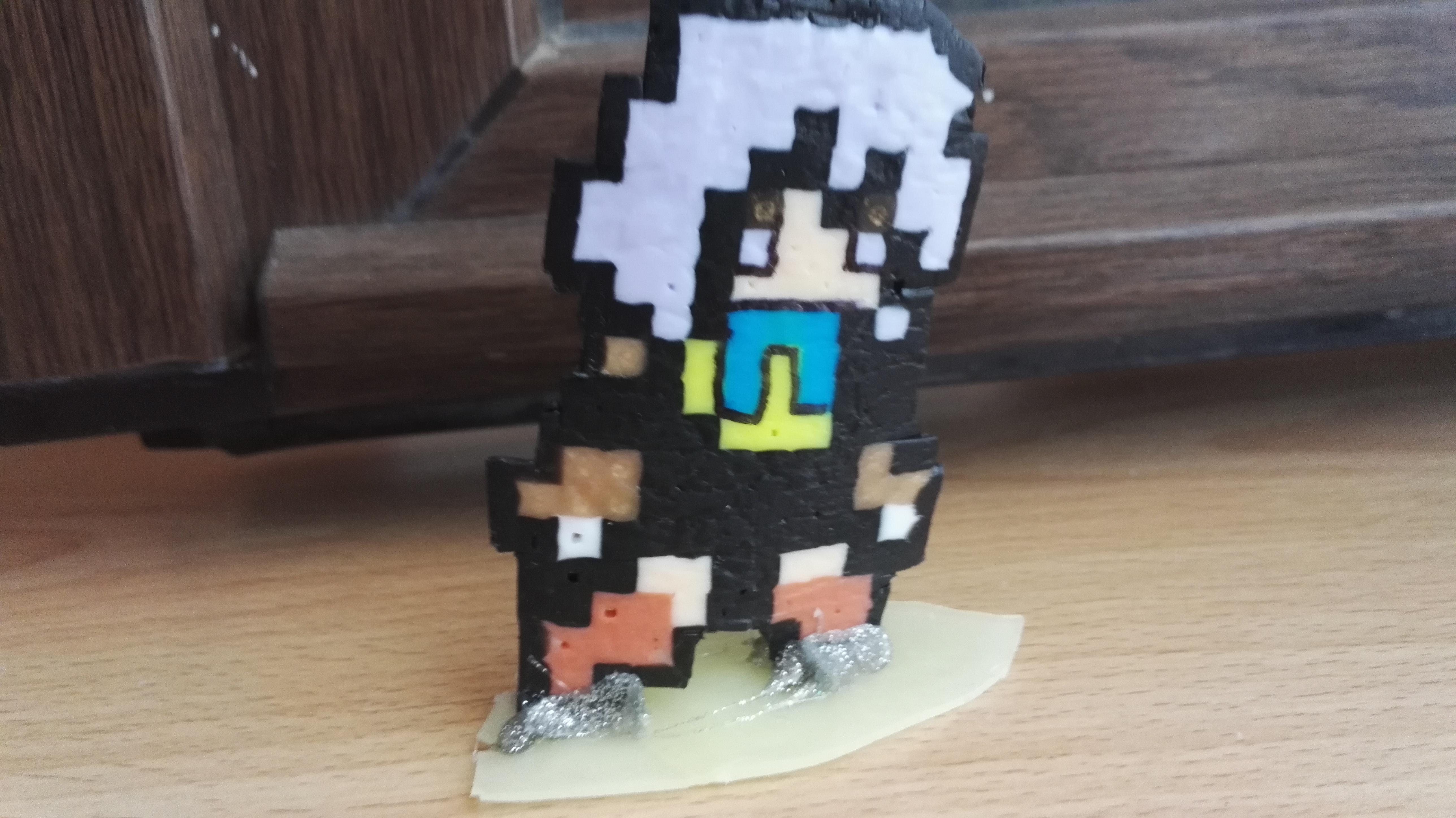 The 8 bit figure of a little teddy bear bernie. If you were wondering ...