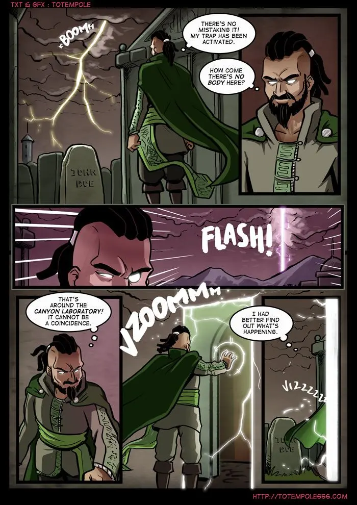 Totempole comic featuring a busty blonde witch, a muscular knight, and green demons in a fantasy setting.
