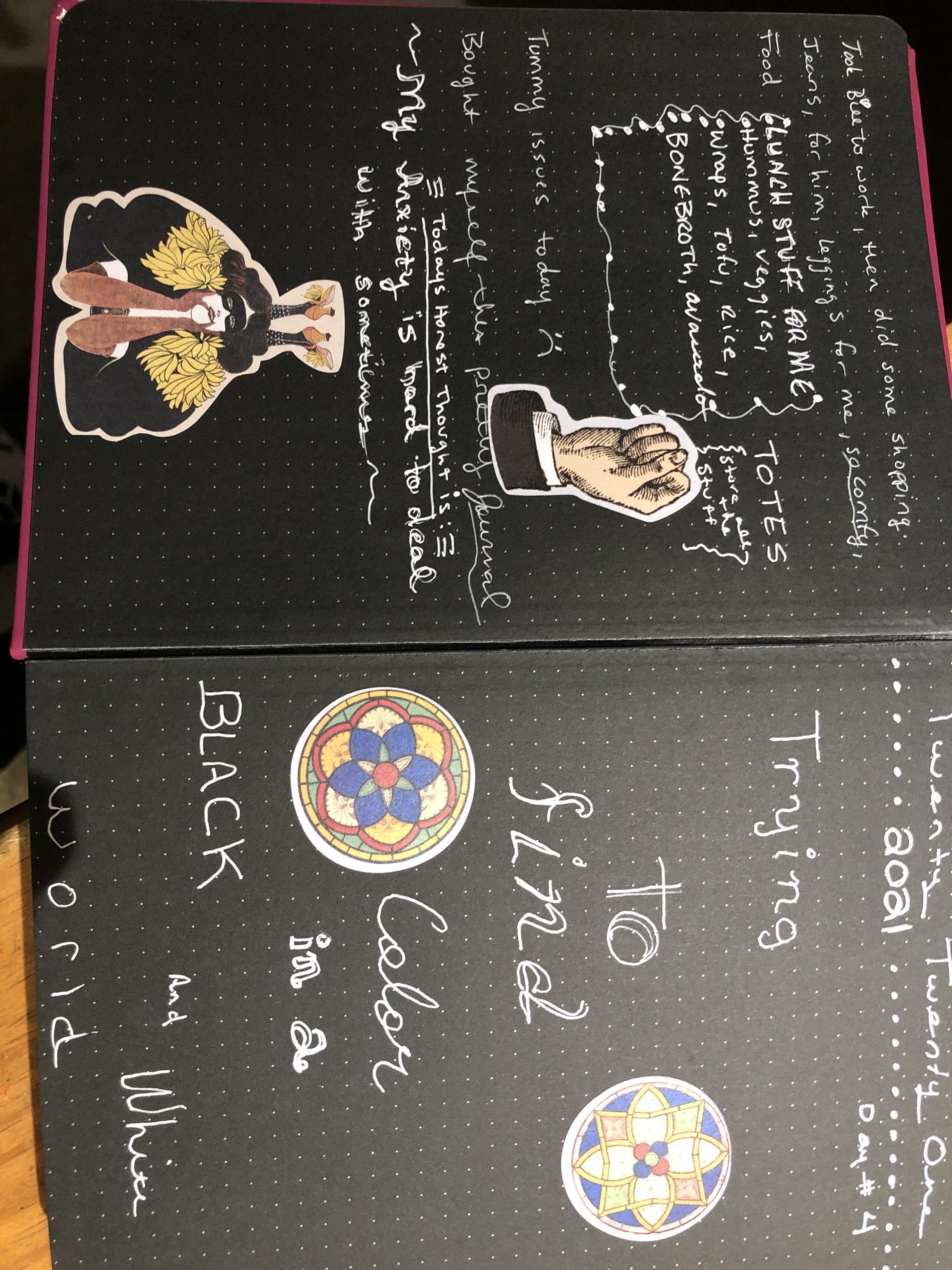 The inside of my new black page journal I m loving the black pages