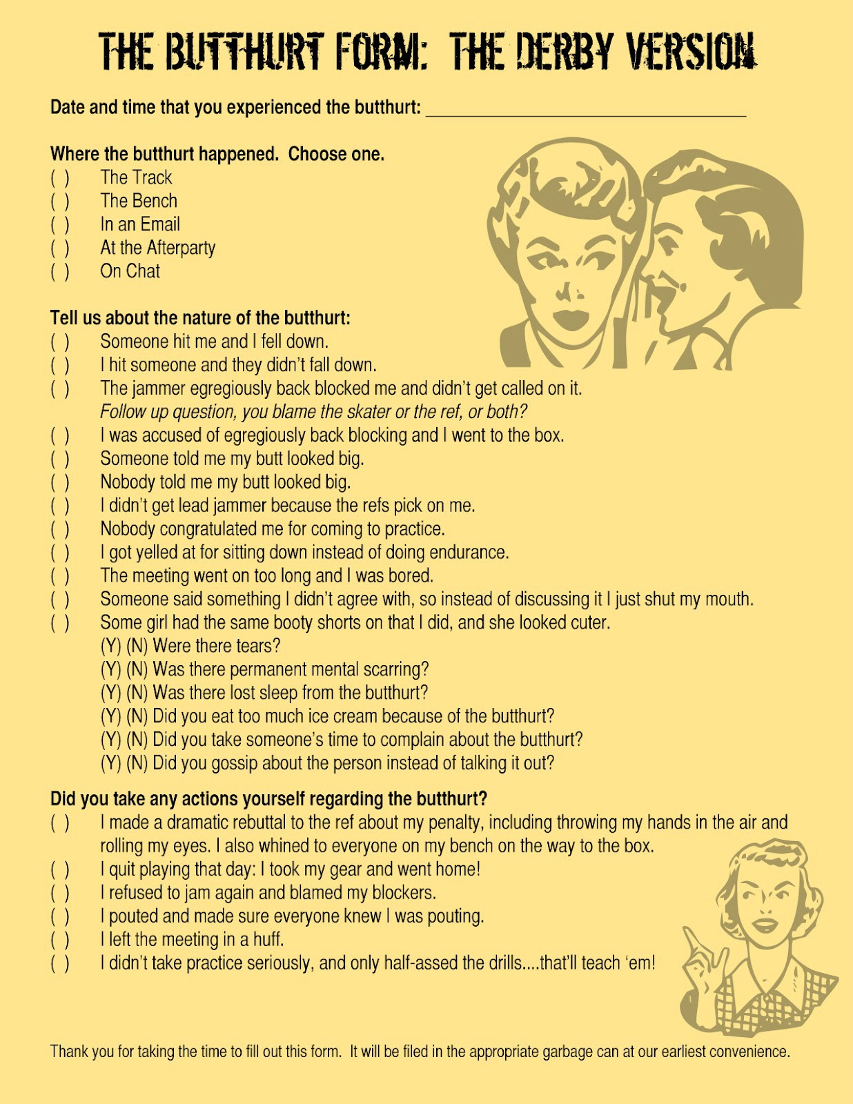 The Roller Derby Butthurt Form. | Scrolller