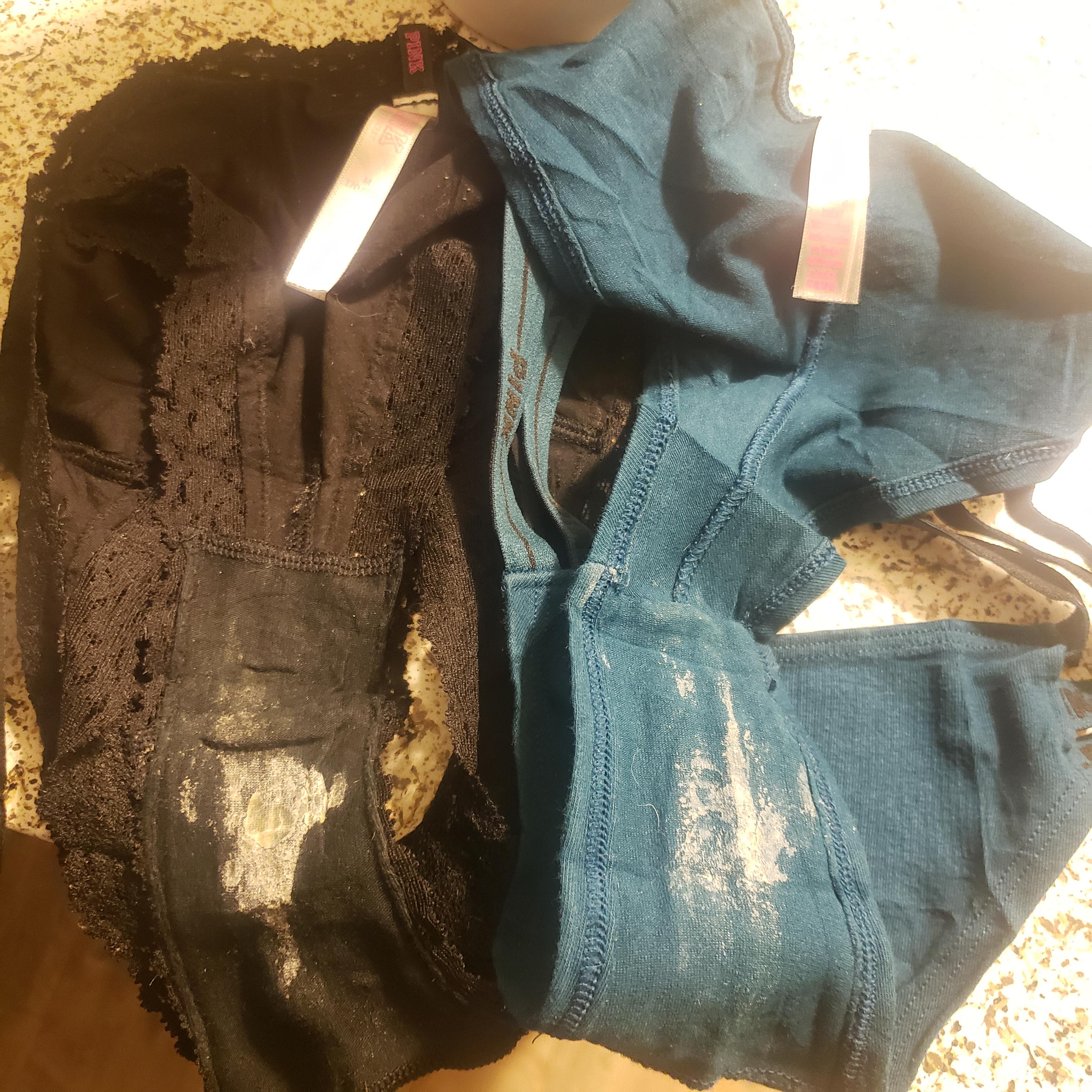 These panties were bought from someone.going to cum on the black one