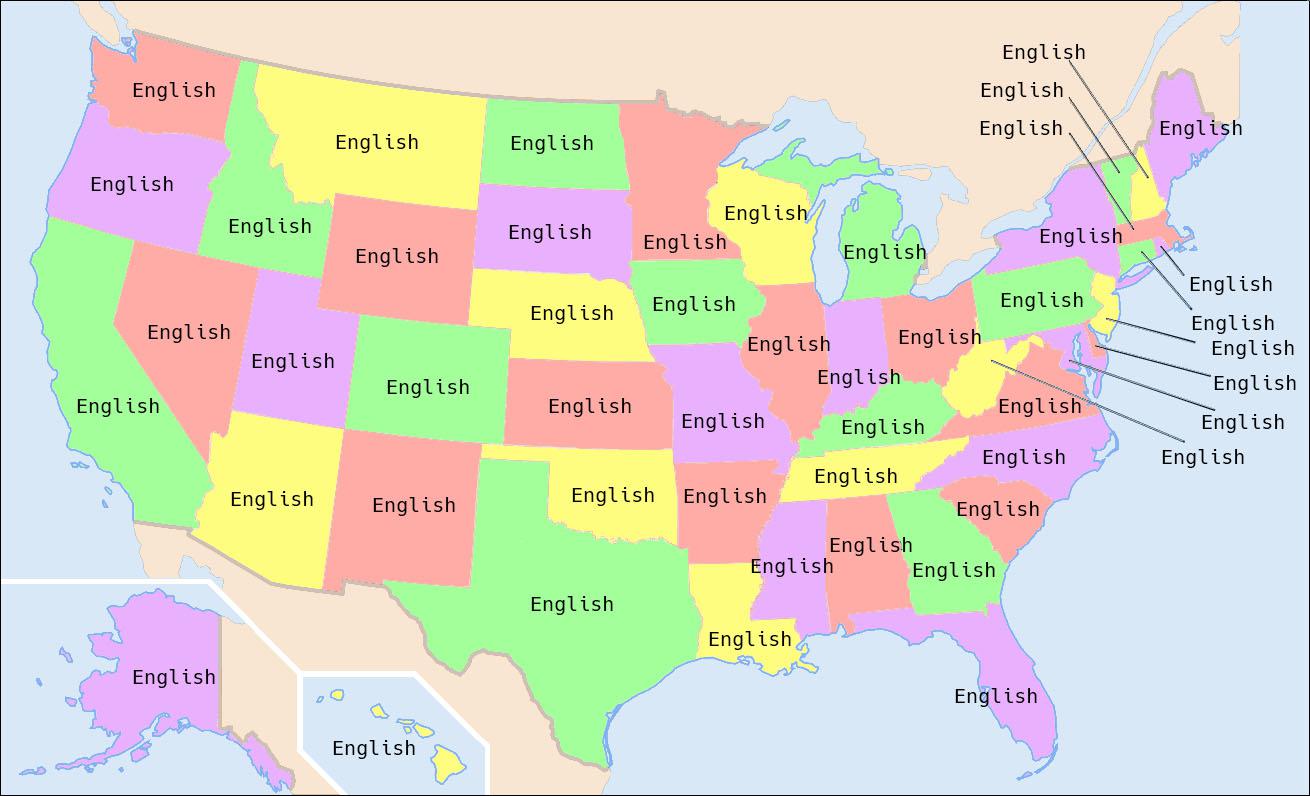 This map shows the most commonly spoken language in every US state ...