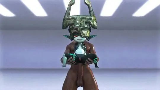 Imp Midna from The Legend of Zelda in hentai fan art featuring ahegao and thick thighs