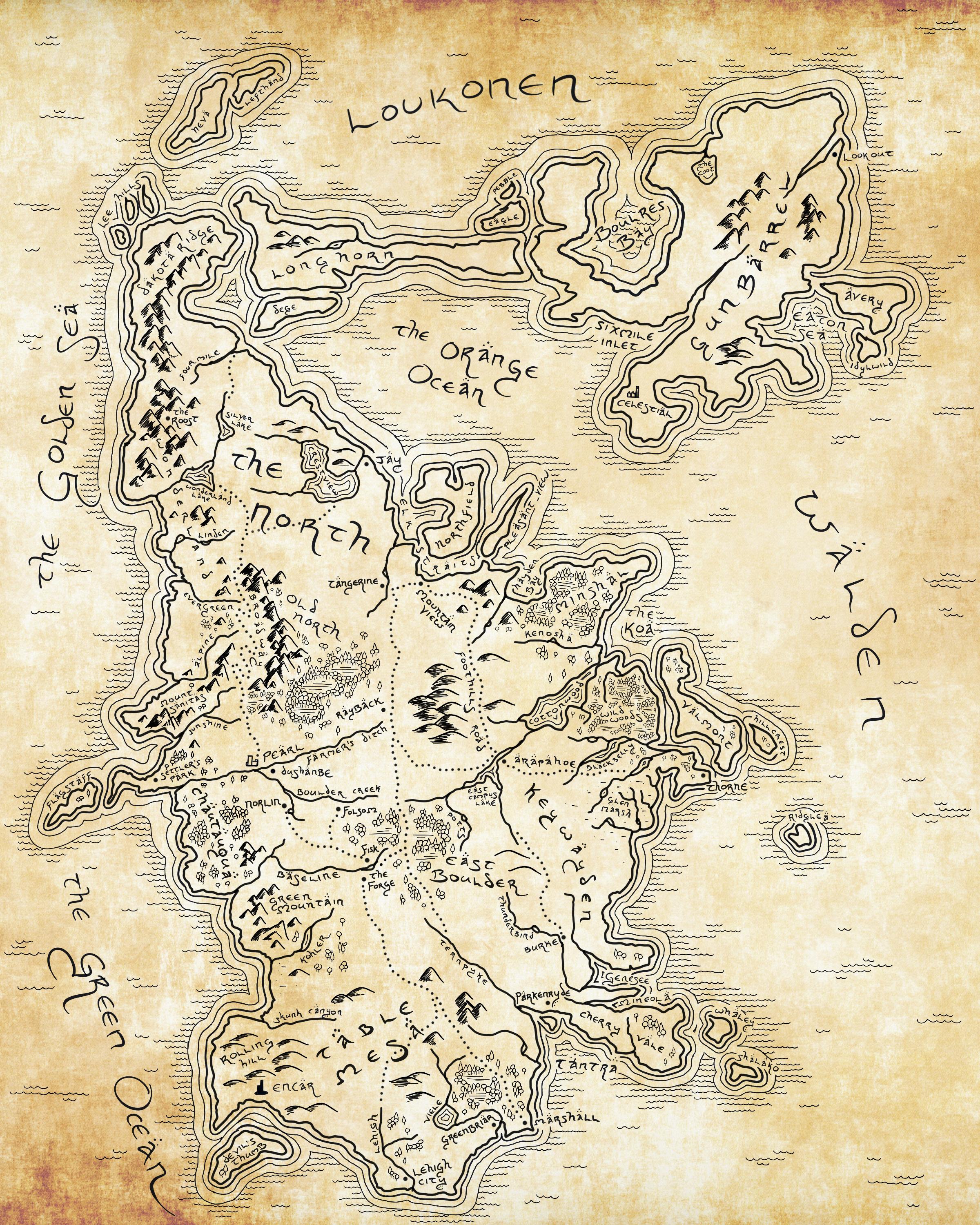 Was inspired to share my LOTRstyle map of Boulder. I used the city limits as shore line, then