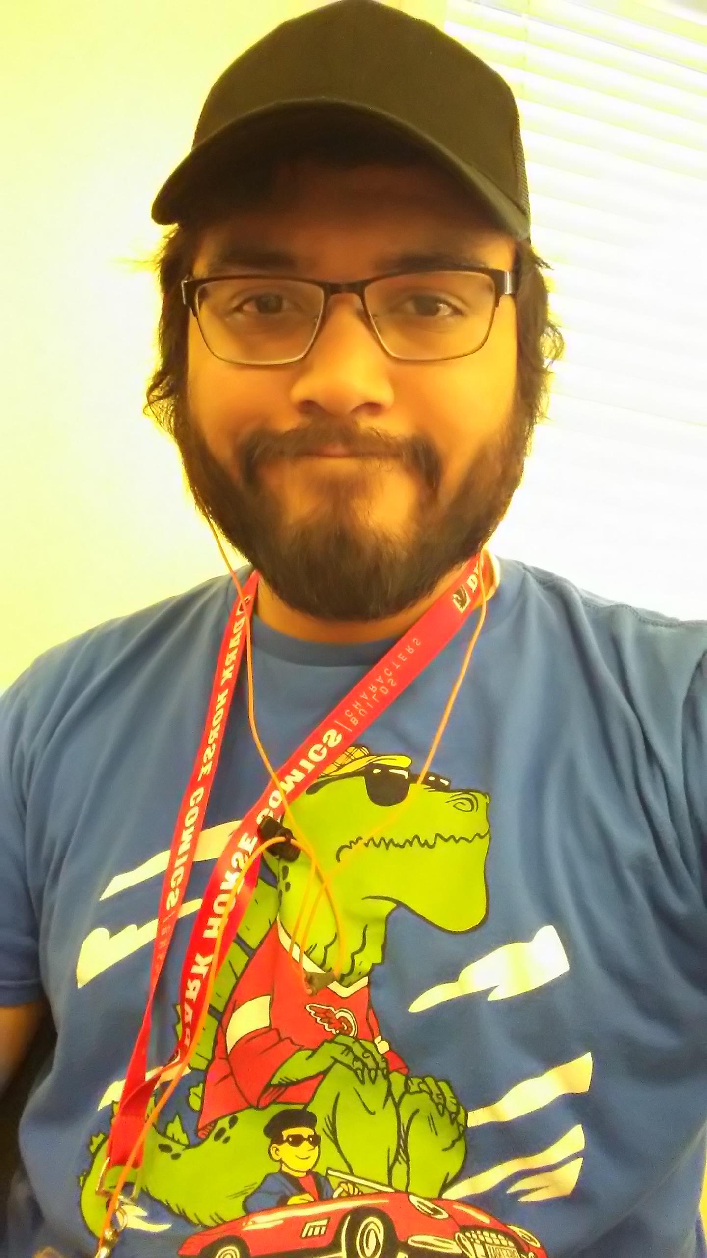 Wearing my Rifftrax shirt from their Godzilla (1998) Kickstarter