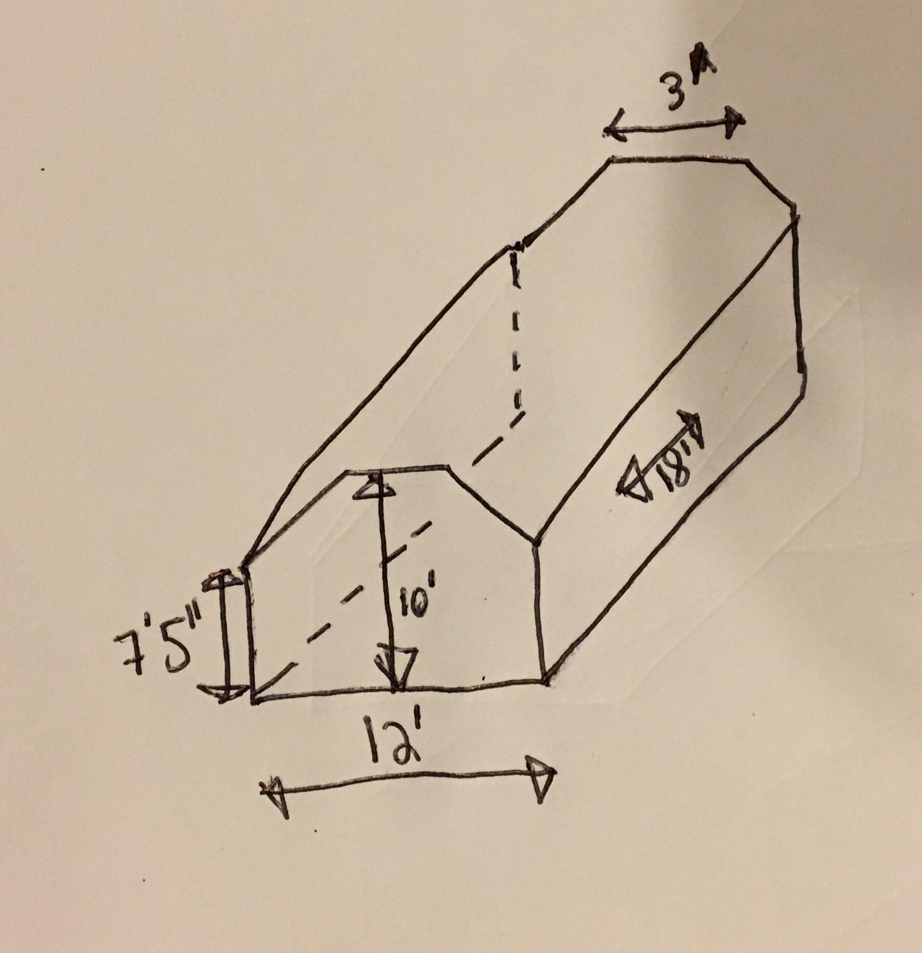What is the cubic footage of this trapezoidal room? Scrolller
