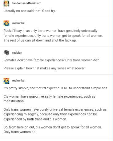 women don't have female experiences now? Scrolller