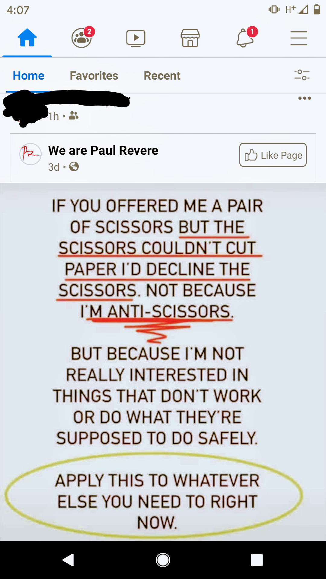 Yah because broken scissors make a great analogy for vaccines... 🙄