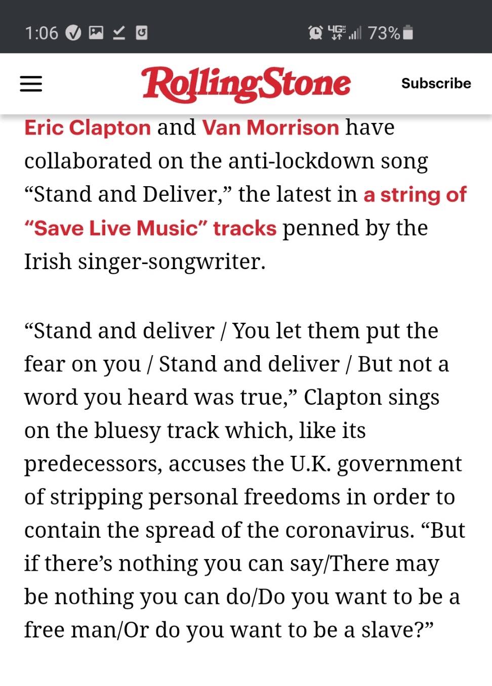 3000 frontline healthcare workers died in just the UK. These pieces of shit make a song whining about the lockdown, comparing it to slavery