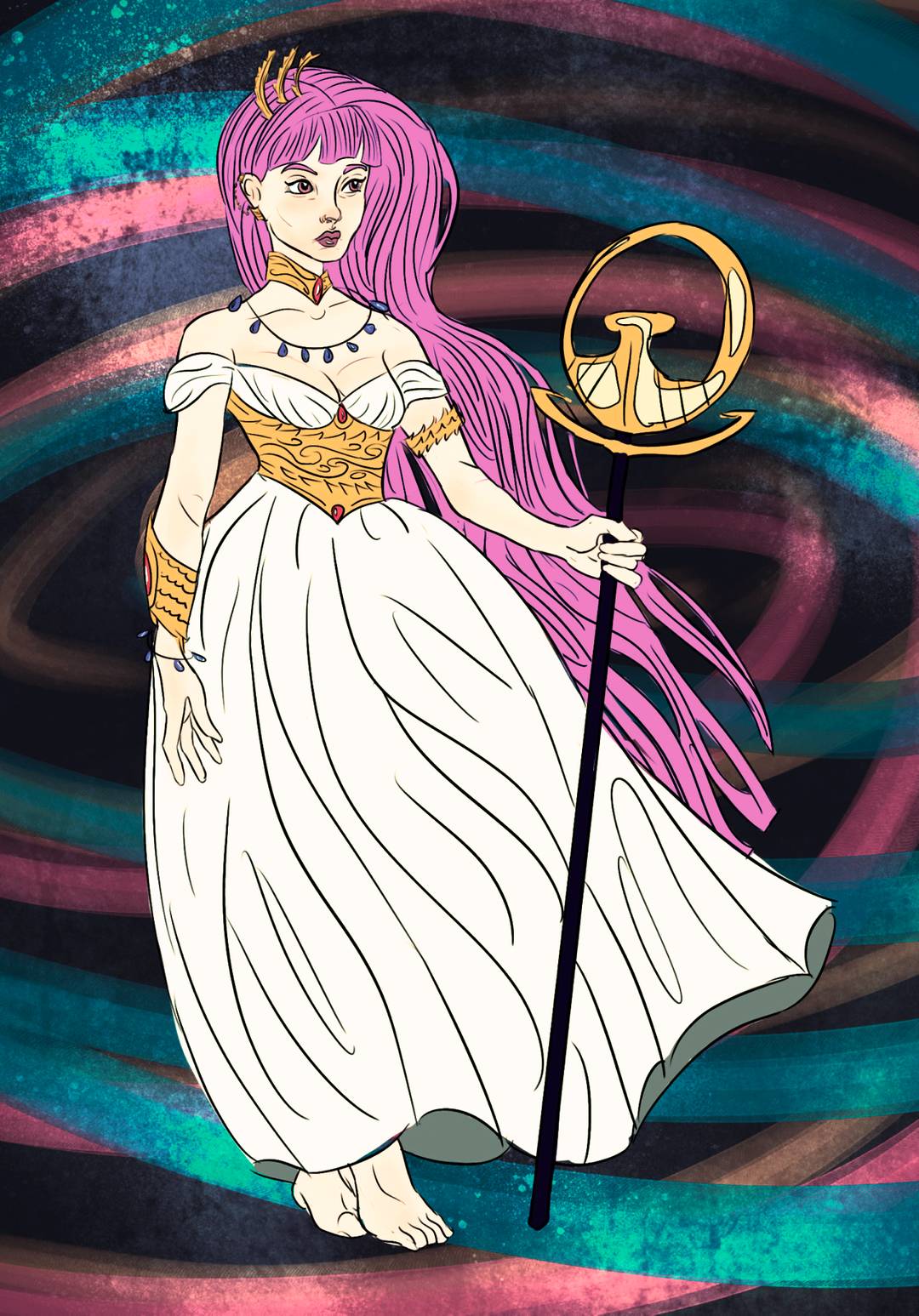 a drawing of athena i did yesterday! i took some liberties with her design.