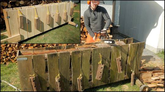 A fast way to cut firewood into lengths that fit my wood stove.