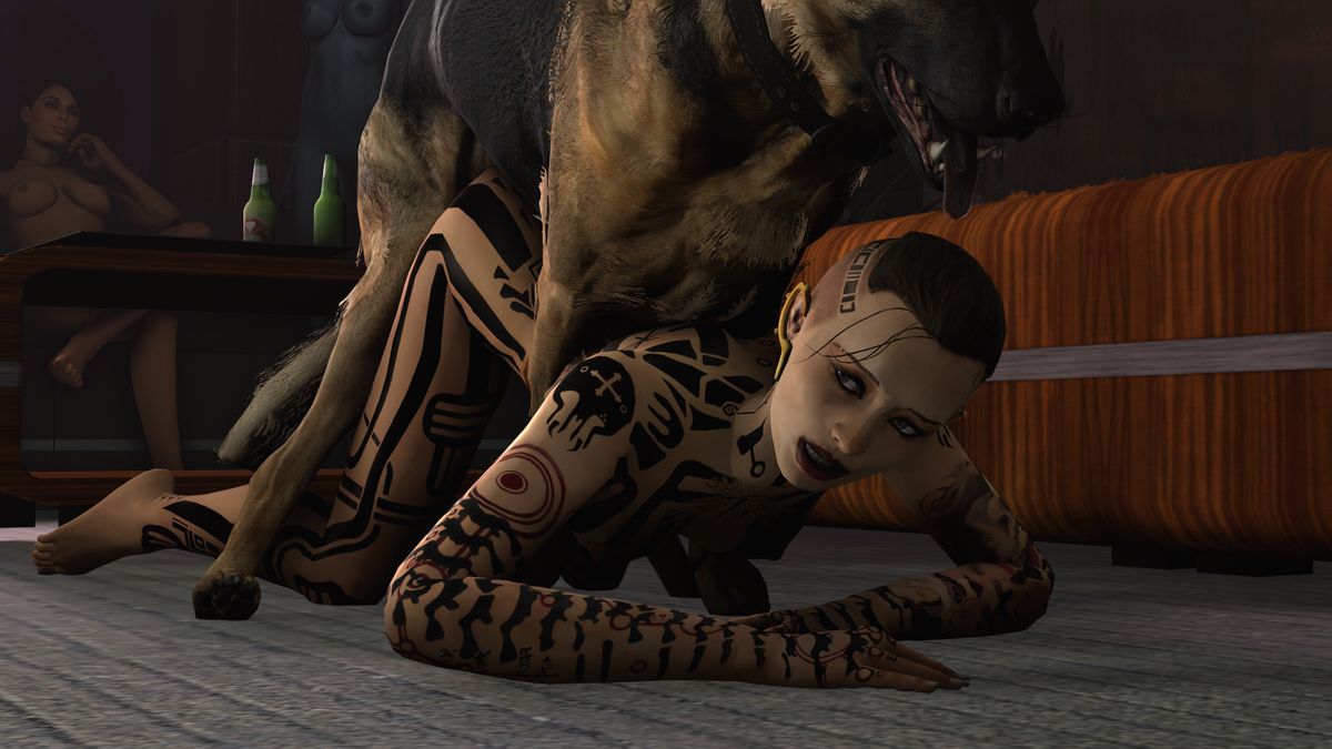 Hentai Beast 3D art by ShittyHorsey featuring a group of women and dogs in a Mass Effect futuristic setting