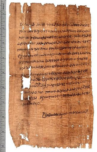 A letter from 1 B.C, sent to a woman from her husband who was likely a soldier. Says he won't forget her, asks her to take care of their child and that he will send them money soon. He also casually says "if you have a child and it's a boy, keep it, if it's a girl, throw it away"
