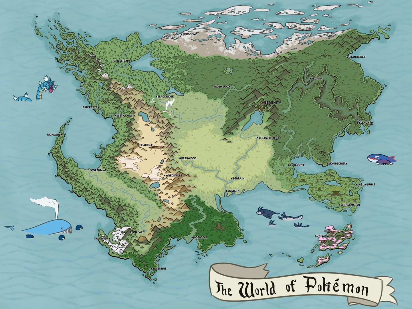 A map I made for my friend's Pokemon DnD Campaign