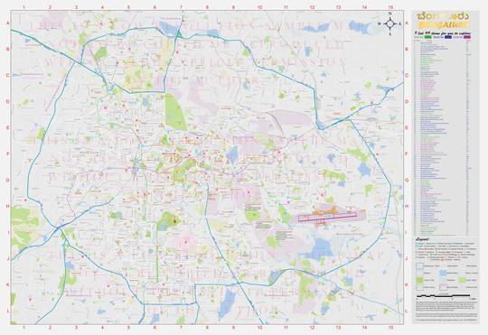 A map of Bangalore (Bengaluru) and all of its important tourist and local attractions [7,451 x 5,120] by Colonel Sanjay Mohan (Retired).